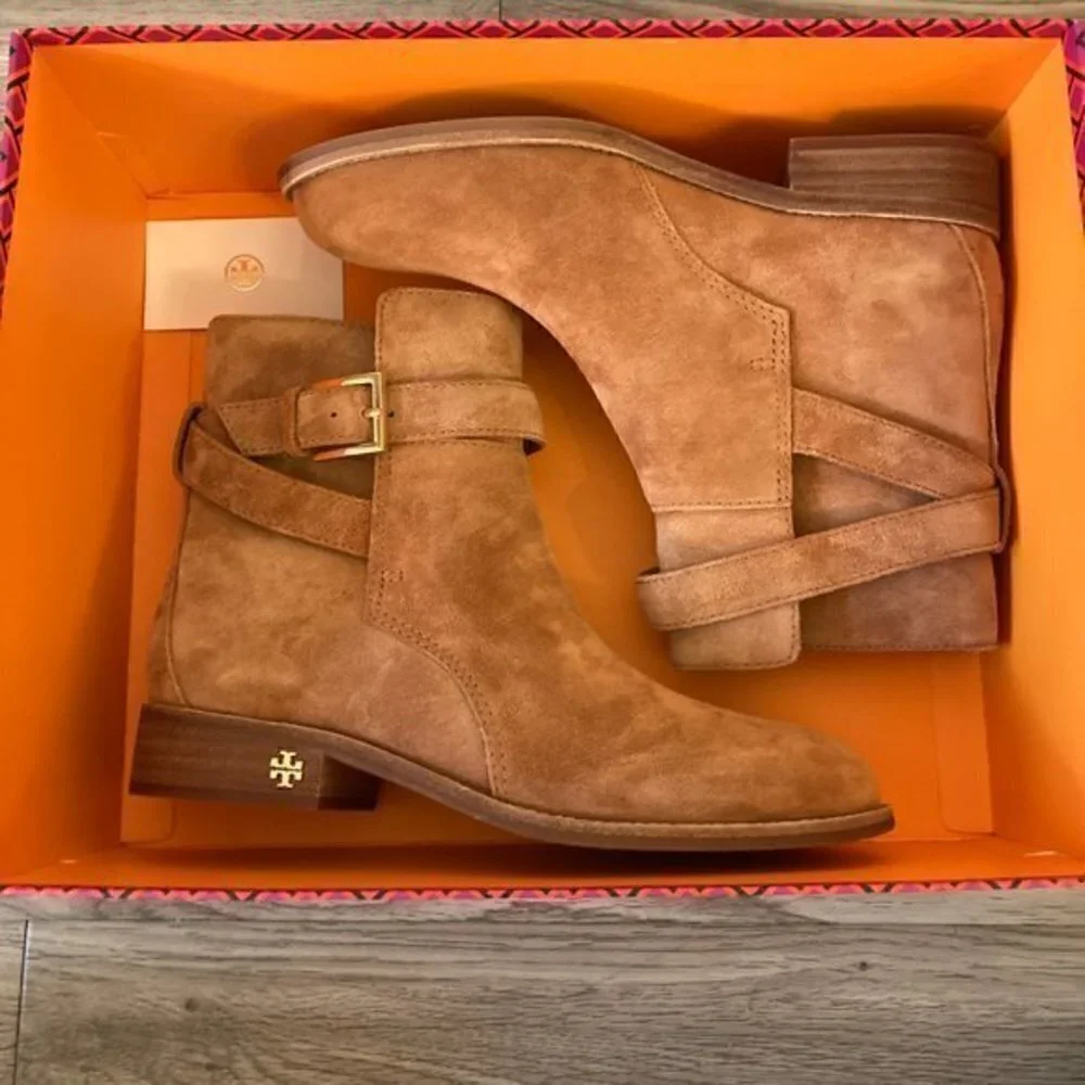 Tory Burch Brooke Ankle Suede Buckle Boot Size 7 NEW